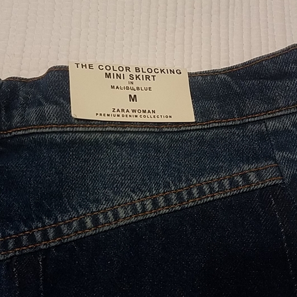 NWT Zara Colorblock Mini Skirt in Malibu Blue sz M - Picture 10 of 11